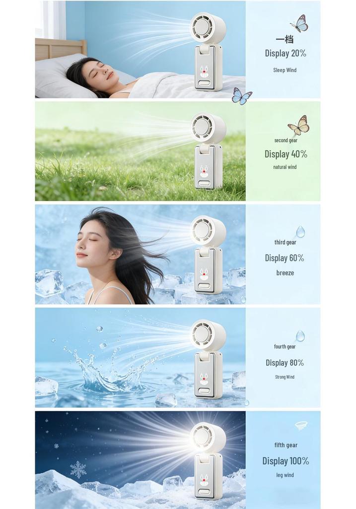 Turbo High-Speed USB Rechargeable Handheld Fan with 100-Speed Digital Display for Outdoor Cooling