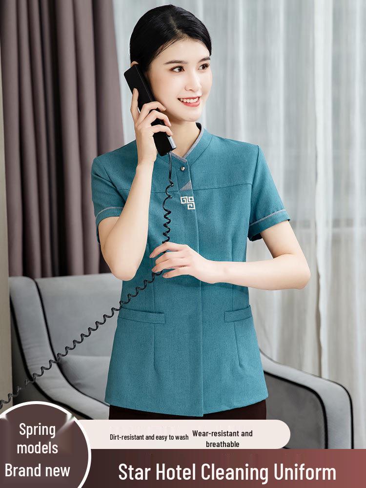 Women's Short Sleeve and Long Sleeve Summer Hotel Cleaning Uniform for Room Service and Property Management