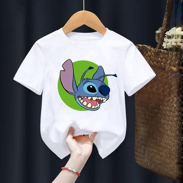 Disney Stitch Summer Graphic T-Shirt Hollow Series Short Sleeve T-Shirt