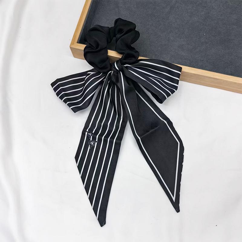 Printed Bow Hair Rope Elegant Ribbon Ponytail Hair Band For Women Sweet Rubber Band Hair Ring  Headdress Hair Accessories
