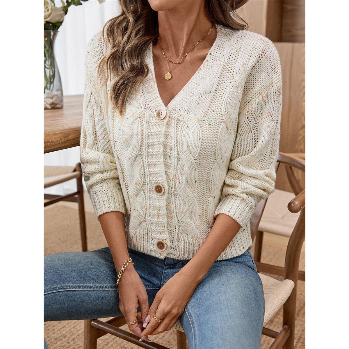 

Красочный кардиган-свитер на пуговицах с длинным рукавом Осень и зима Мягкая и толстая пряжа Тонкий женский вязаный свитер XL