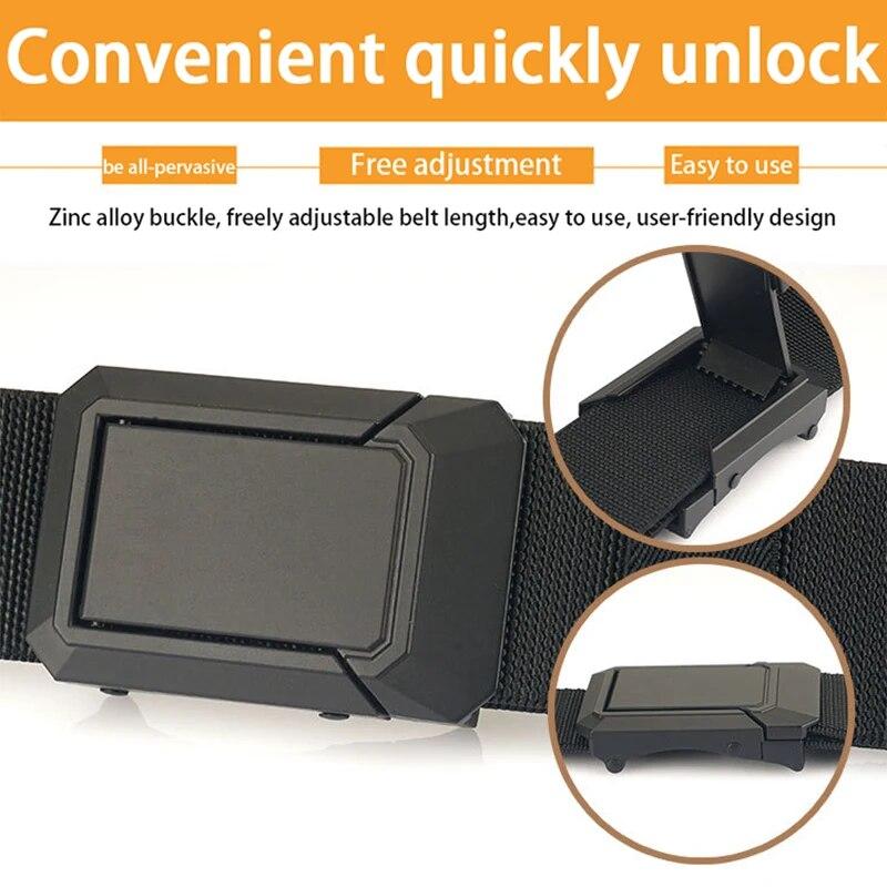 1pc Men's Belt Outdoor Sports Tactical Belt Comfortable Woven Elastic Belt Metal Press Buckle Casual Trendy Neutral Belt MenBelt