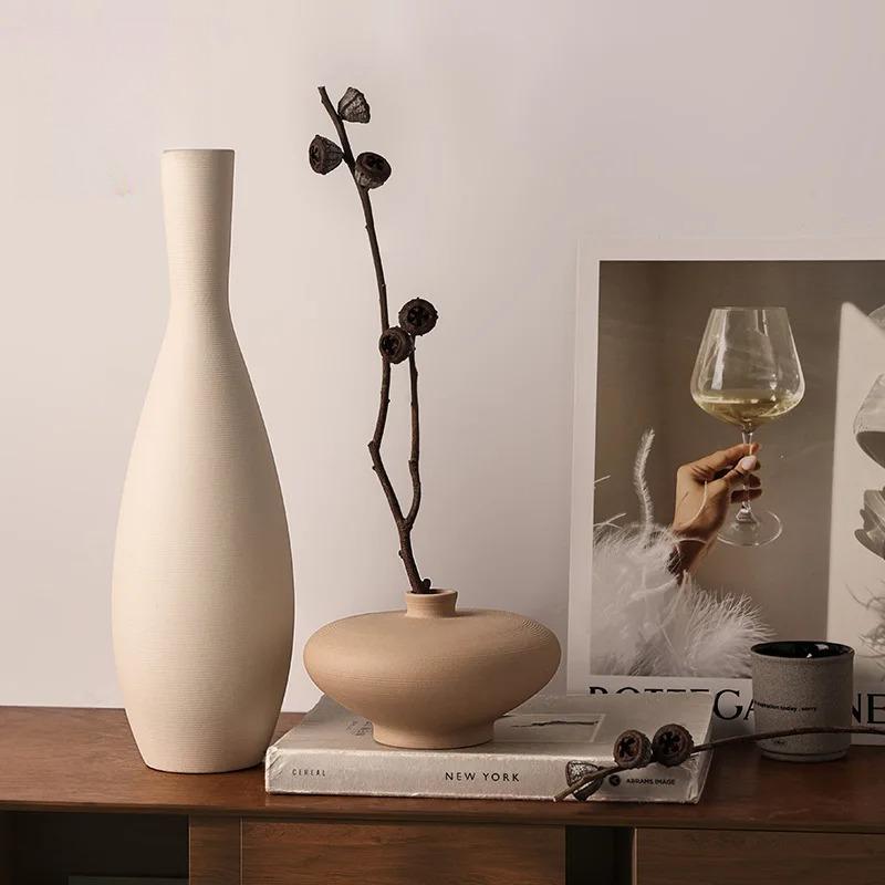 Minimalist Brushed Frosted Ceramic Vase Plant Pots Table Decoration Flowers Arrangement Floral Vases Room Aesthetic Decor