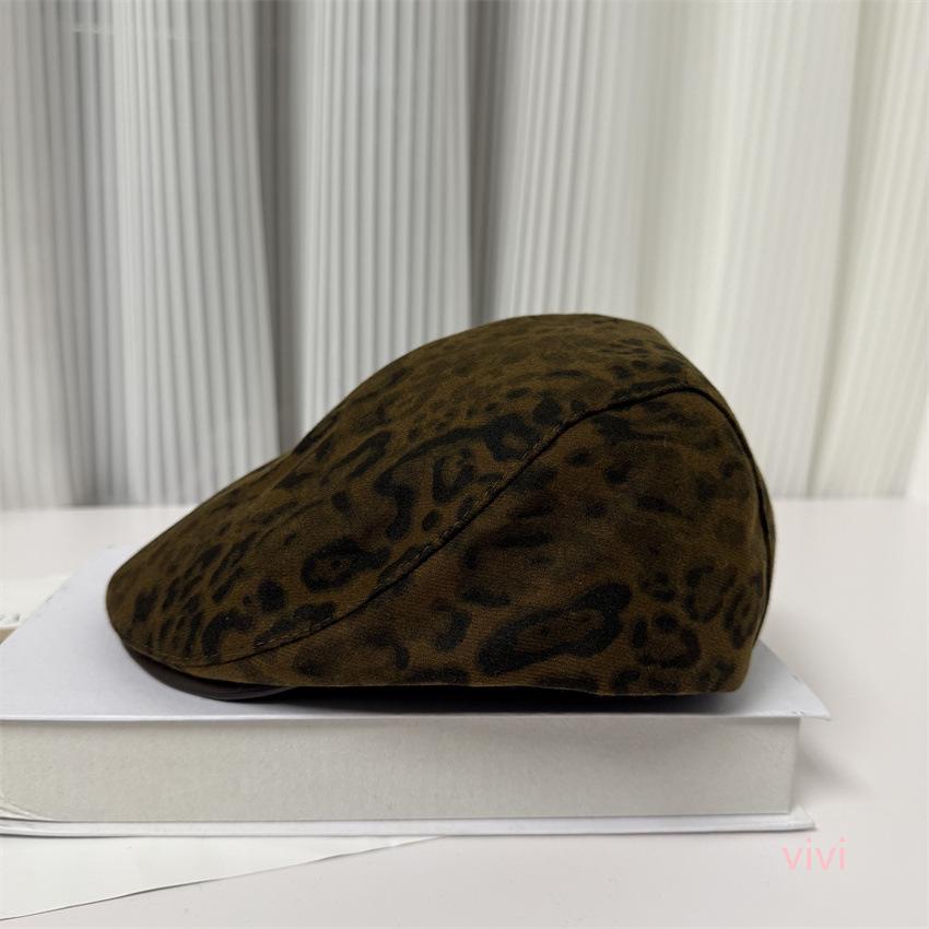 American retro hottie leopard print forward hat female autumn niche yk big head circumference beret versatile face small hat