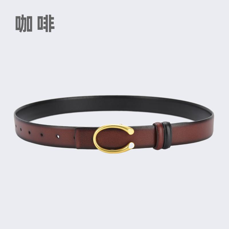 Four Seasons Available New Simplified Version Double Sided Buckle Belt Alloy Women'S Belt Fashion Versatile Leather Decorative Thin Belt