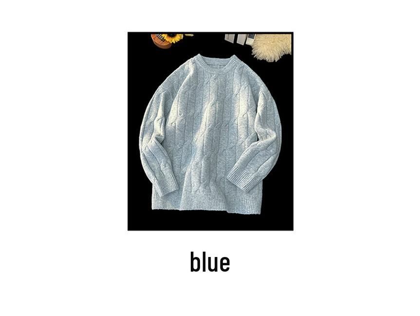 Men's Lazy Style Knit Crew Neck Sweater - Thickened Trendy Autumn/Winter Base Layer
