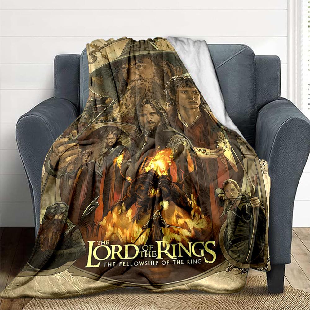 1pc The Lord of the Rings Flannel Throw Blanket Lightweight Soft Warm All Season Blanket for Sofa, Bed, Travel,L1028008