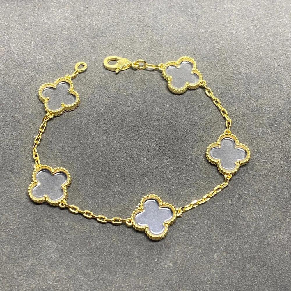 High-quality Version Clover Bracelet Five-flower Agate and Mother-of-pearl Bracelet Six-flower Laser-cut Chalcedony Jewelry/bangle