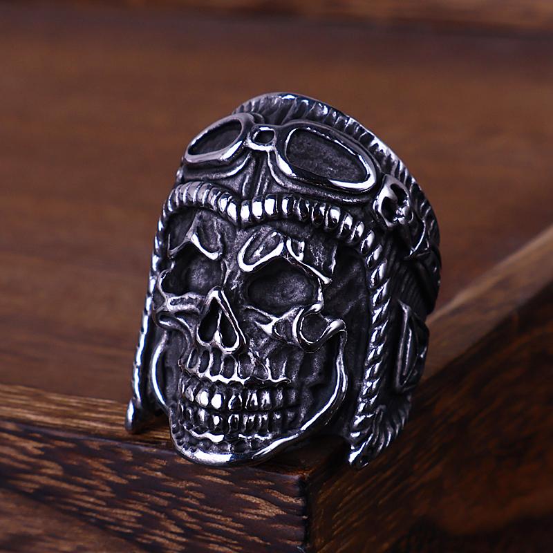 Anelli a Teschio Gotici Multistile per Uomo Acciaio Inossidabile Biker Motociclista Gioielli Anello Festa di Halloween Dropshipping