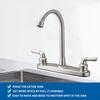 RV Non-Metallic Kitchen Faucet Brushed Nickel Two Handle-8 in Main Body-High Arch-360 Swivel Replace for Motorhomes, Travel Trailers,Campers