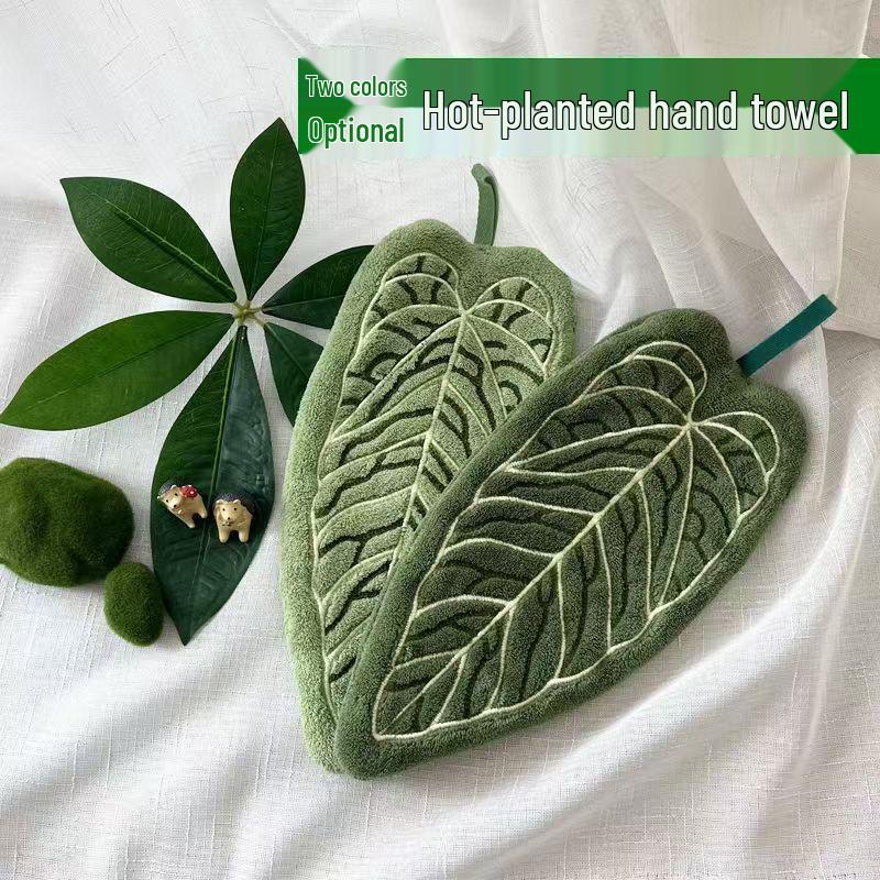 

Thickened Anthurium Plant Hand Towel for Bathroom & Kitchen 15.5*32.5 cm темно-зелений колір