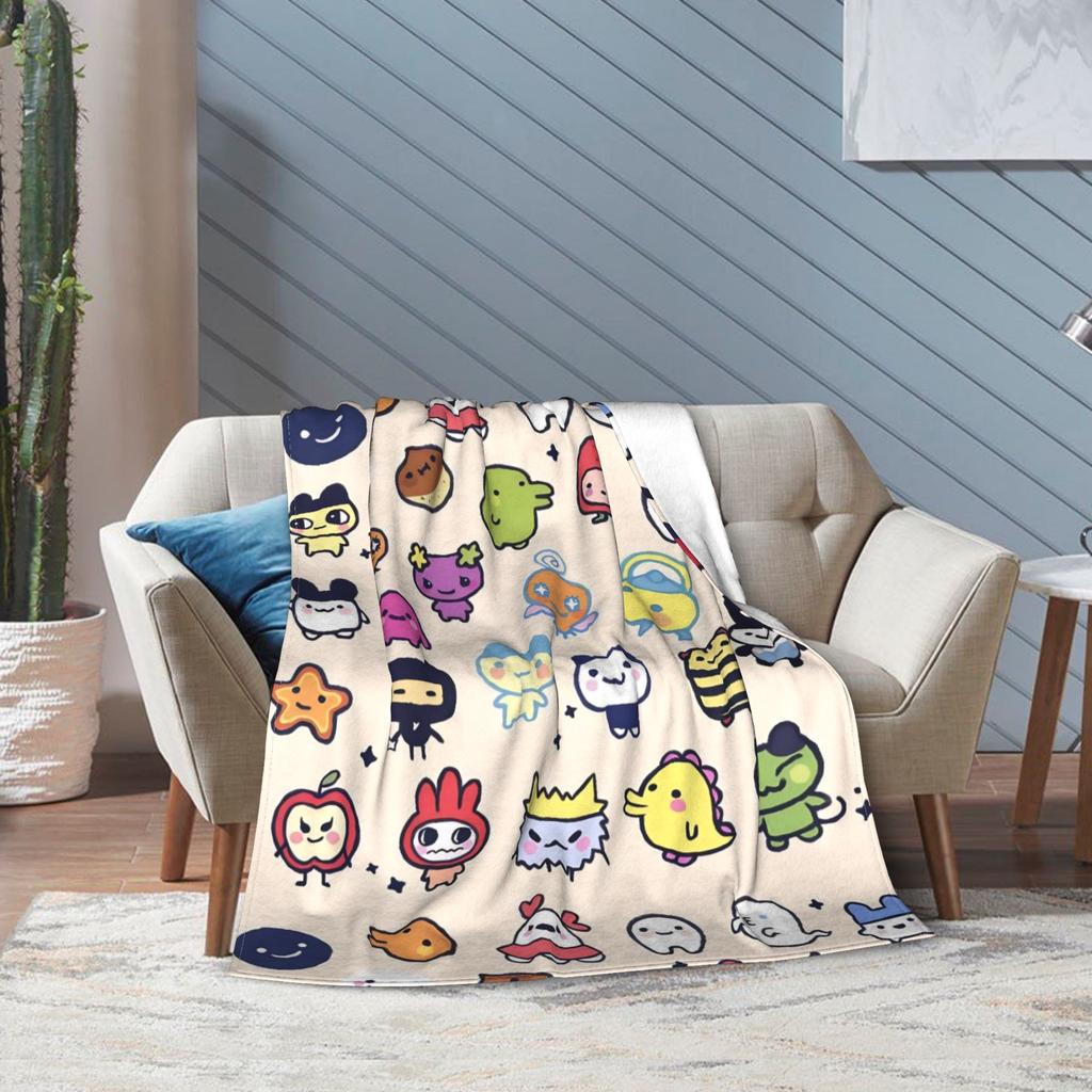 Japanese Cute Tamagotchis Blanket Flannel Funny Breathable Throw Blanket for Coverlet Autumn/Winter