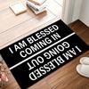 I Am Blessed Area Rug Inspirational Quote Floor Carpet for Bedroom Living Room Non-Slip Rug Cozy  Decor Minimalist Black White