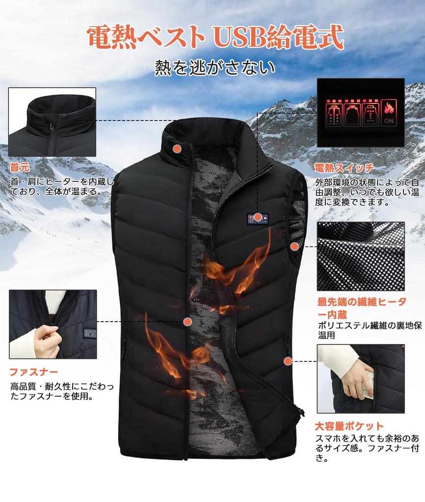 GHDVOP Elektrisch beheizbare Weste, schnelles Aufheizen mit 3 Temperaturstufen, USB, hohe Kälte, schnell, Winter, Handwärmer, perfekt für und Outdoor, Geschenk (21 Punkte, Wärme) Einstellungen,