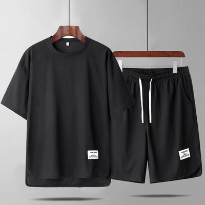 Short Sleeved T-shirt Men's Casual Sports Suit Solid Color Men's Handsome Set of Clothes