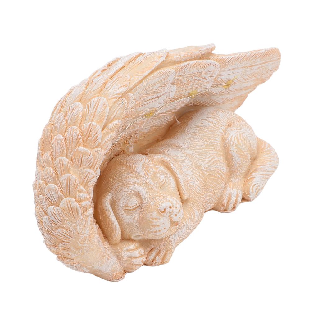 Dog Angel Memorial Statue with Wings LED Decorative Lights Realistic Weatherproof Long Lasting Pet