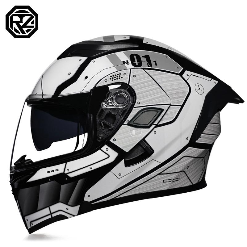 Motorcycle Helmet Peeling Helmet Double Lens Big Tail Locomotive Racing Helmet Running Helmet Men and Women Keep Warm In Winter