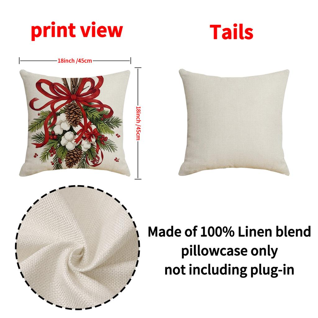 Pine Cone Print Pillow Cover Retro Style Holiday Decoration Seat Cushion Indoor Home Sofa Pillow