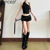 BITCED Summer Fashion Design: Off-the-Shoulder Fitted Top and Trendy Shorts Set for Women