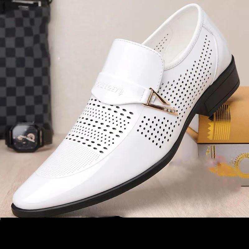 Leather Shoes for Men 2025 New Patent Leather Business Men Casual Shoes Slip On Party Dress Footwear Pointed Toe Loafers