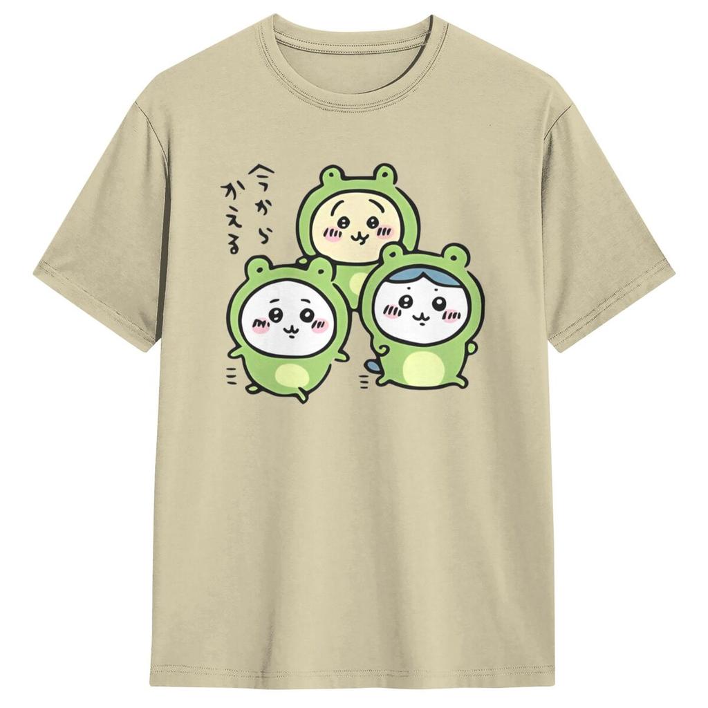 Haikyuu T-Shirt Chiikawa And Friends Frogs Hachiware Usagi Kawaii Bear Cat Cotton T Shirts for Men's Short Sleeve Clothing