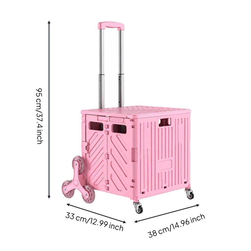 8Wheel Folding Transport Cart 45 L Capacity Shopping with Stair StairNavigating Wheels Portable