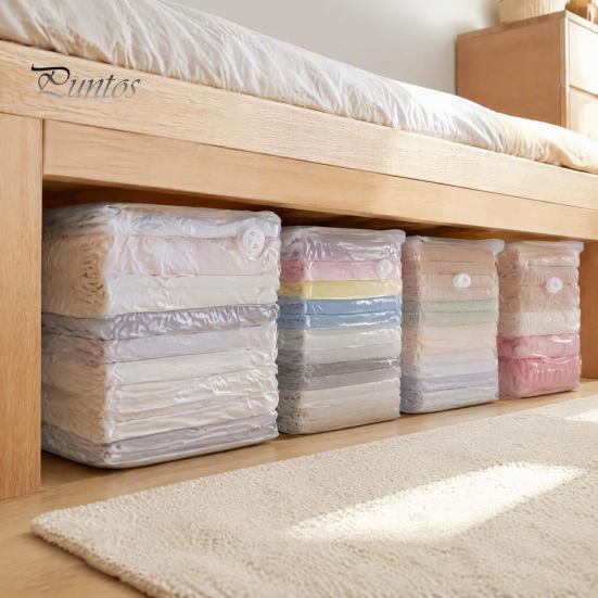 Organizzazione Camera del Dormitorio 2 Pezzi Sacchetti Sottovuoto per Vestiti, Sacchetti di Stoccaggio a Compressione Senza Pompa, Essenziali per la Casa Trasparenti Salvaspazio Viaggio