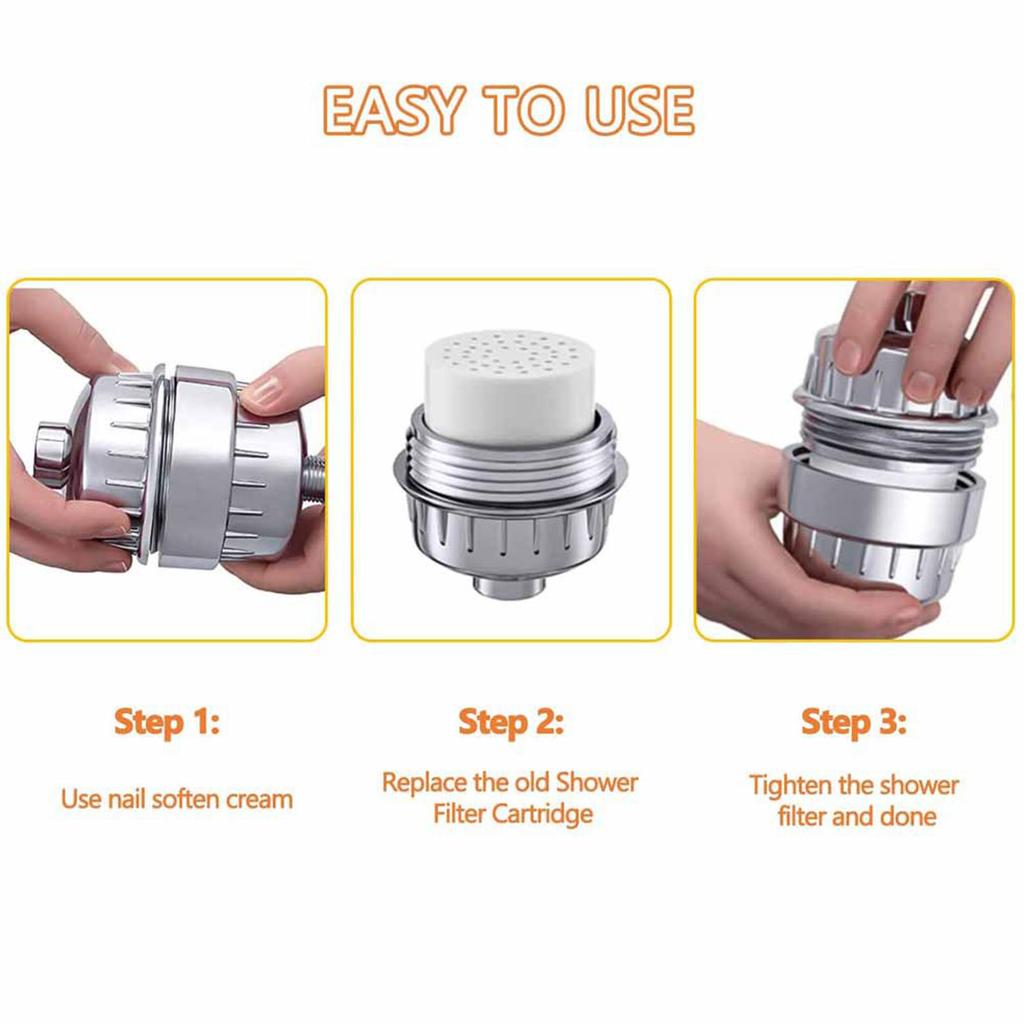 Shower Water Filter 10 Stage 1 Shell 2 Cores ABS Eco Friendly Rust Proof Shower Head Filter for Moisturizing Purifying Softening