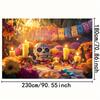 1 Piece of 2D Background Cloth "Colorful Day of the Dead Theme Background Cloth, Sugar Skull and Flower Candlelight.