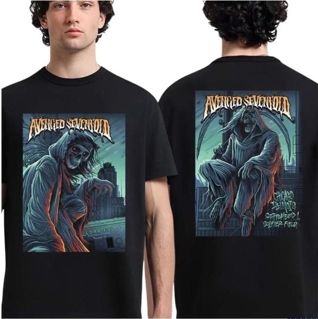 

Avenged Sevenfold Chicago 2025 Soldier Field Concert Tour Music Band T-Shirt High-end Luxury Is for Both Men and Women Top Y2k 4XL