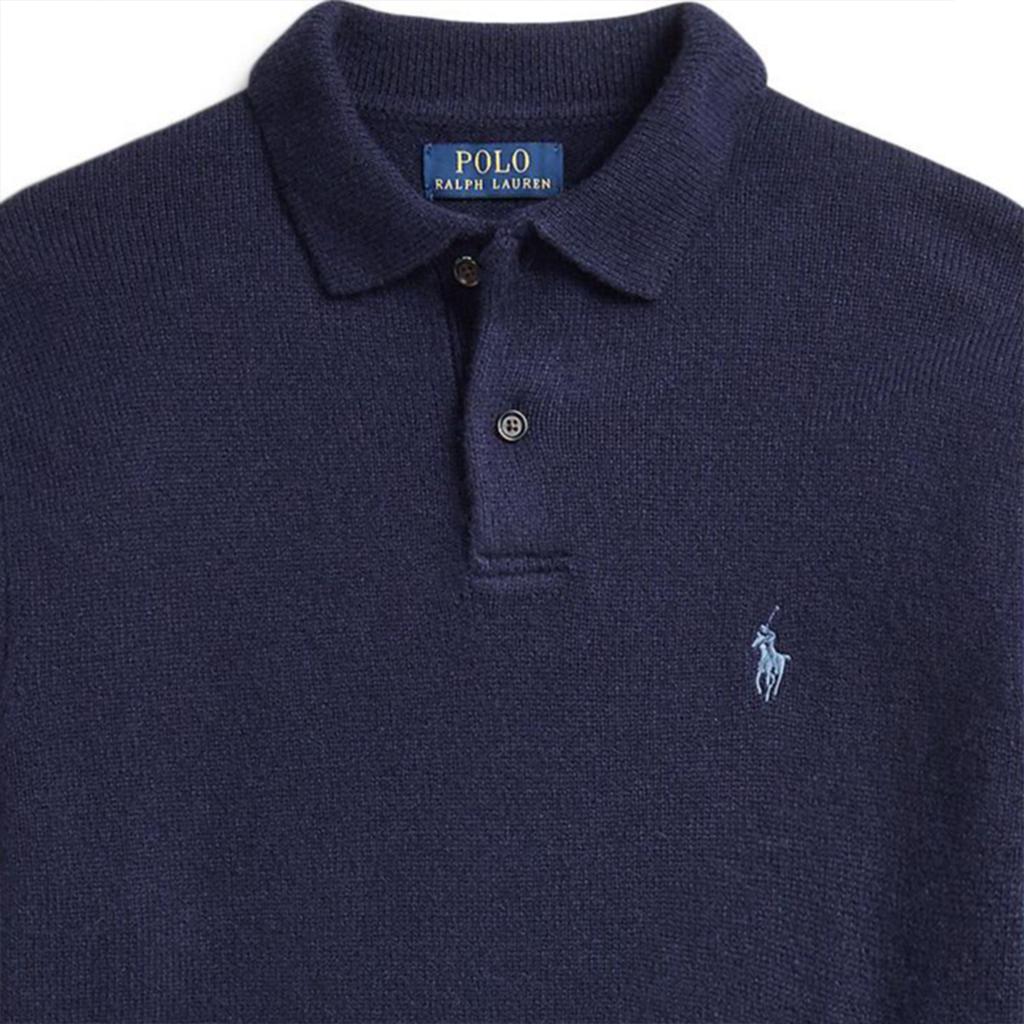 Polo Ralph Lauren Fw24 Solid Color Logo Embroidered Long Sleeve Sweater Men Sweater Hunter-Deep-Blue MNPOSWE16822053-400