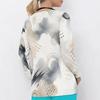 Women Plus Size Abstract Watercolor Printed V Neck Long Sleeve Nurse Scrub Top With Front Pockets