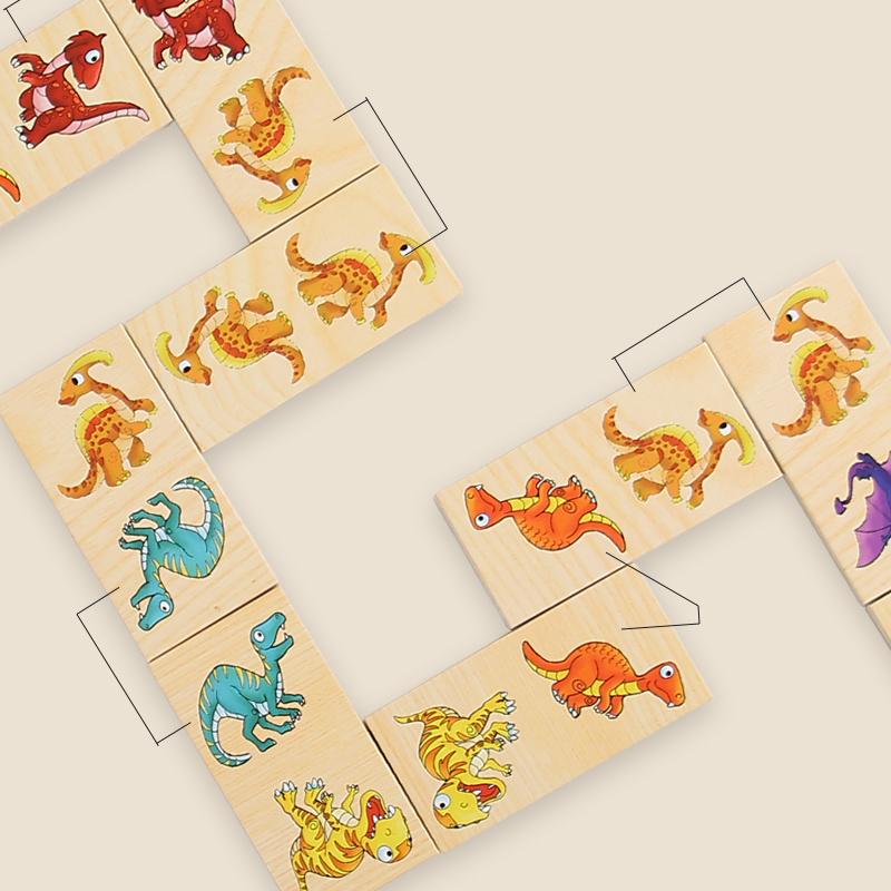 Hand Scratch Chain Game Wooden Puzzle Toy Board Baby Cartoon Montessori Early Education Traffic Dinosaur Fruit Cognitive Puzzle