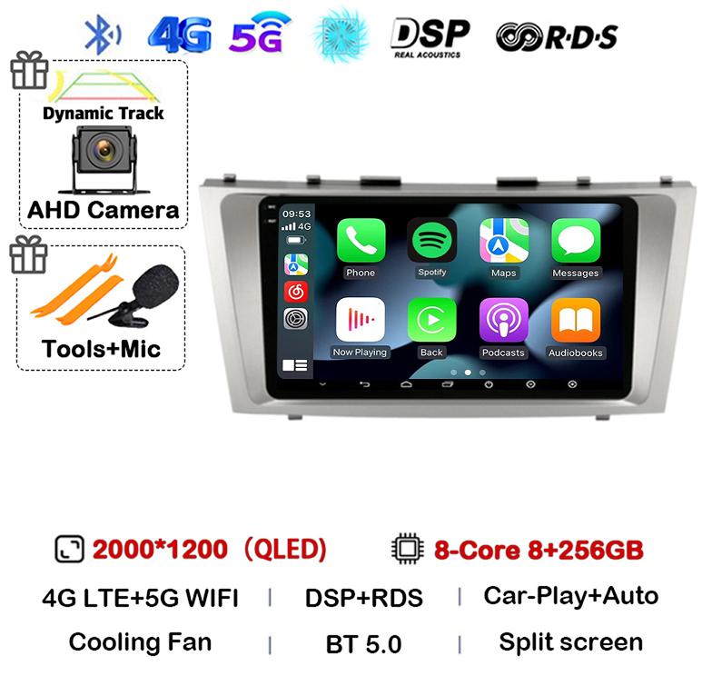 Android 14 Carplay Wifi+4G Car Radio For Toyota Camry 7 XV 40 50 2006-2011 4G Multimedia Player Navigation GPS Stereo 360 Camera