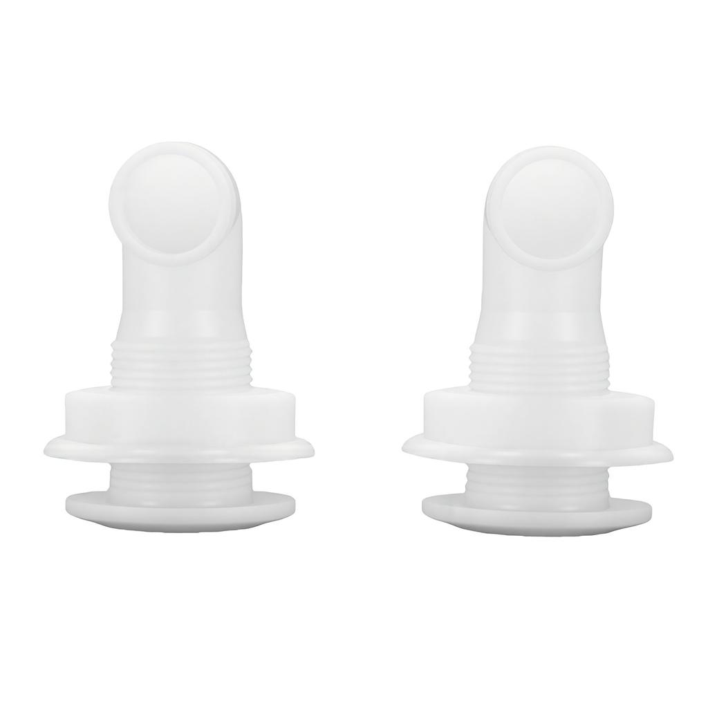 2pcs Boat Thru Hull Fittings White 1in Plastic 90 Degree Thru Hull Connector For RVs Boats
