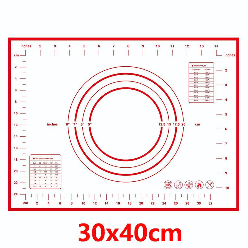 8 Size Silicone Baking Mat Reusable Nonstick Baking Sheet Thick Dough Rolling Mat with Measurements and Edge Heightening JT606