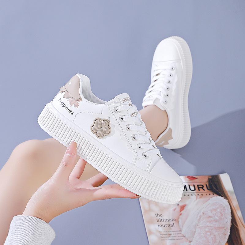 Nydelig Blomst Små Hvite Sko Damesko 2023 Vår Brettsko Flat Topp Damesko