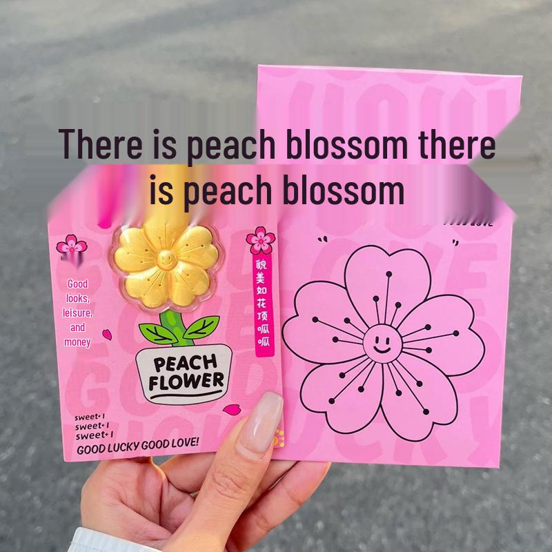 

999 Pure Gold Peach Blossom Cartoon Red Envelope Gift Set for Girlfriend or Bestie