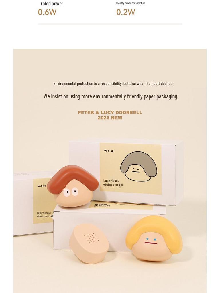 Nordische Süße Kabellose Türklingel für Schlafzimmer und Haustür - Lucy & Pete Design