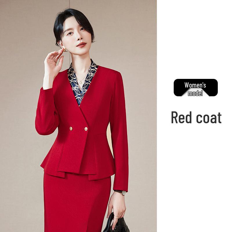 

Autumn/Winter Flight Attendant Suit: Professional Long Sleeve Business Uniform for Receptionists and Beauty Salons. S