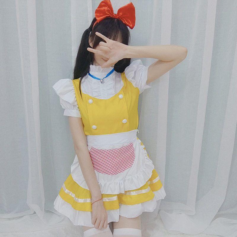Original Japanese-Style Cute Maid Outfit with Golden Bells, Maid Costume Cosplay Anime Outfit, Cat Girl Stage Performance Costume