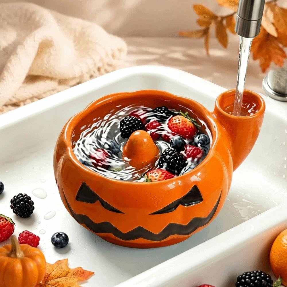 Ceramic Berry Cleaning Basin Self-spinning Berry Swirl Bowl Strainer Basket Fruit Bowl Home