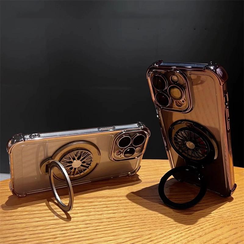 Luxury Plating Fidget Spinner Stand Holder For iPhone 15 14 Plus 13 12 11 Pro Max For Magsafe Wireless Charge Magnetic Cover