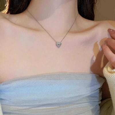 Herz-zu-Herz Liebeskette weiblich kreative Persönlichkeit exquisite vielseitig Diamant-besetzter Liebesanhänger Geschenk weiblich