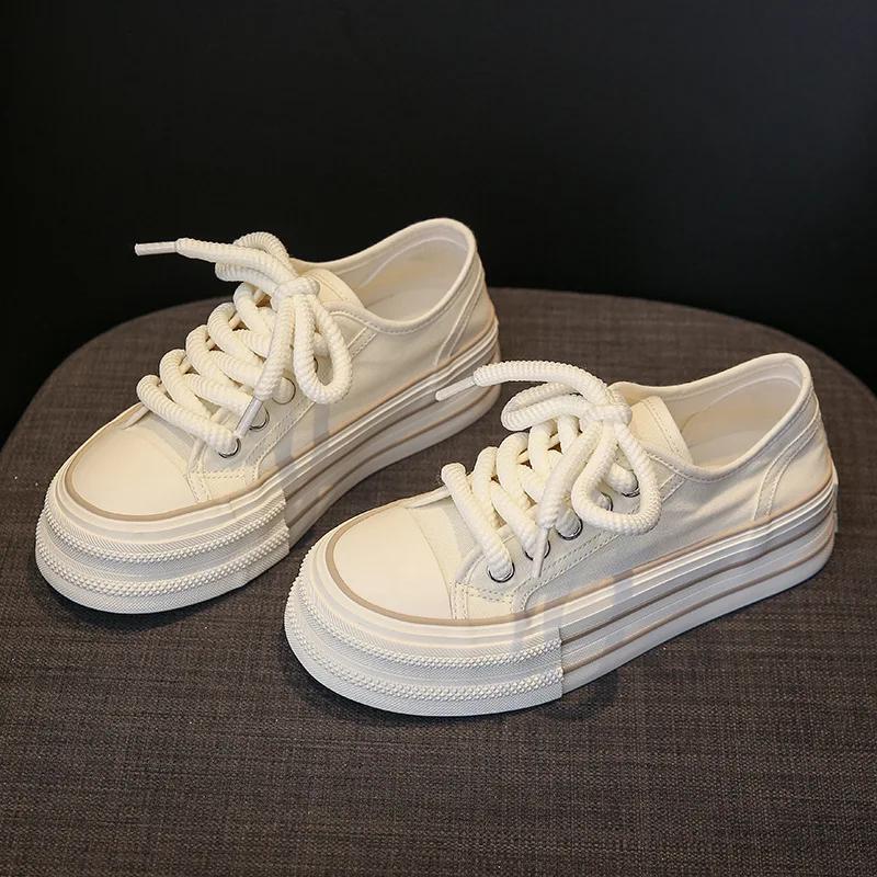 Fashion 2025 Summer New Women's Fashion Casual Canvas Shoes Comfortable, Breathable, Thick Soled, Anti Slip Casual Shoes