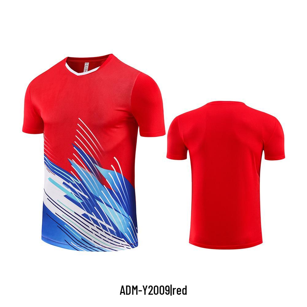 Pánské a dámské potištěné rychleschnoucí badmintonové sportovní oblečení a tréninkové tričko s krátkým rukávem na stolní tenis