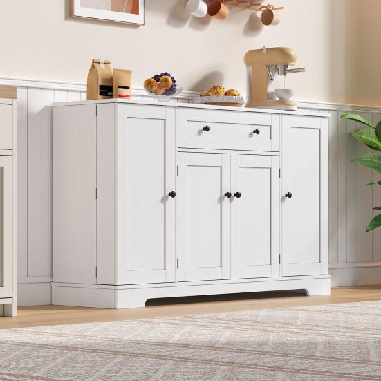 Kitchen Cabinet Multifunctional Buffet 138cm Sideboard with Drawer Shelf Doors And Adjustable Shelves Buffet Modern Design Anti-Tip Protection