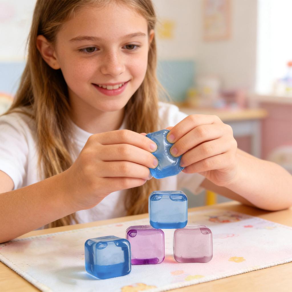 Sensory Squeeze Cube Toy Super Solid Durable Stress Relief Fidget Toy for Hand Exercise and Focus Improvement Set of 4