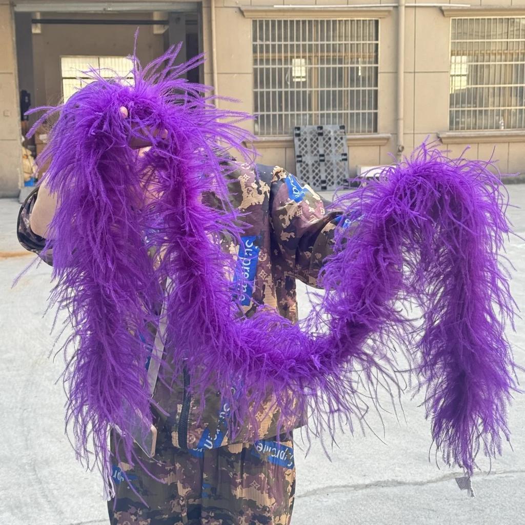 6/10 Layer Multicolor Ostrich Feather Boa 2Meters Fluffy Ostrich Plumes Shawl For Party Lady Dress Clothing Diy Decoration Scarf
