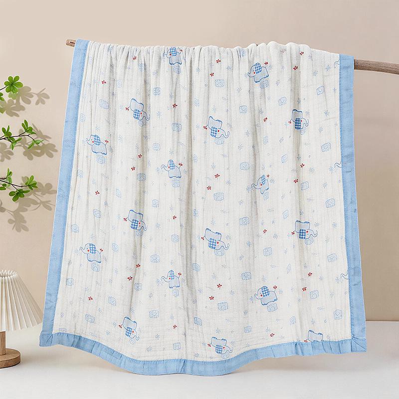 Grade A All-Cotton 6-Layer Baby Bath Towel - Soft, Absorbent, Printed Gauze for Newborns